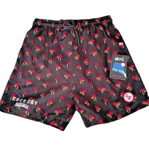 Uzzi Men's‎ Coco Cay Swim Trunks; Black w/ Rainbow Palm Trees; Size M; NWT ($50)